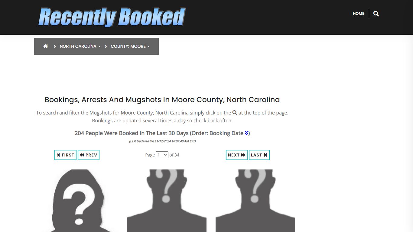 Bookings, Arrests and Mugshots in Moore County, North Carolina