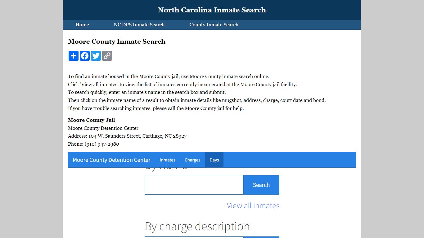 Moore County Inmate Search