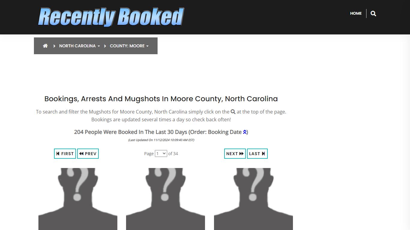 Bookings, Arrests and Mugshots in Moore County, North Carolina