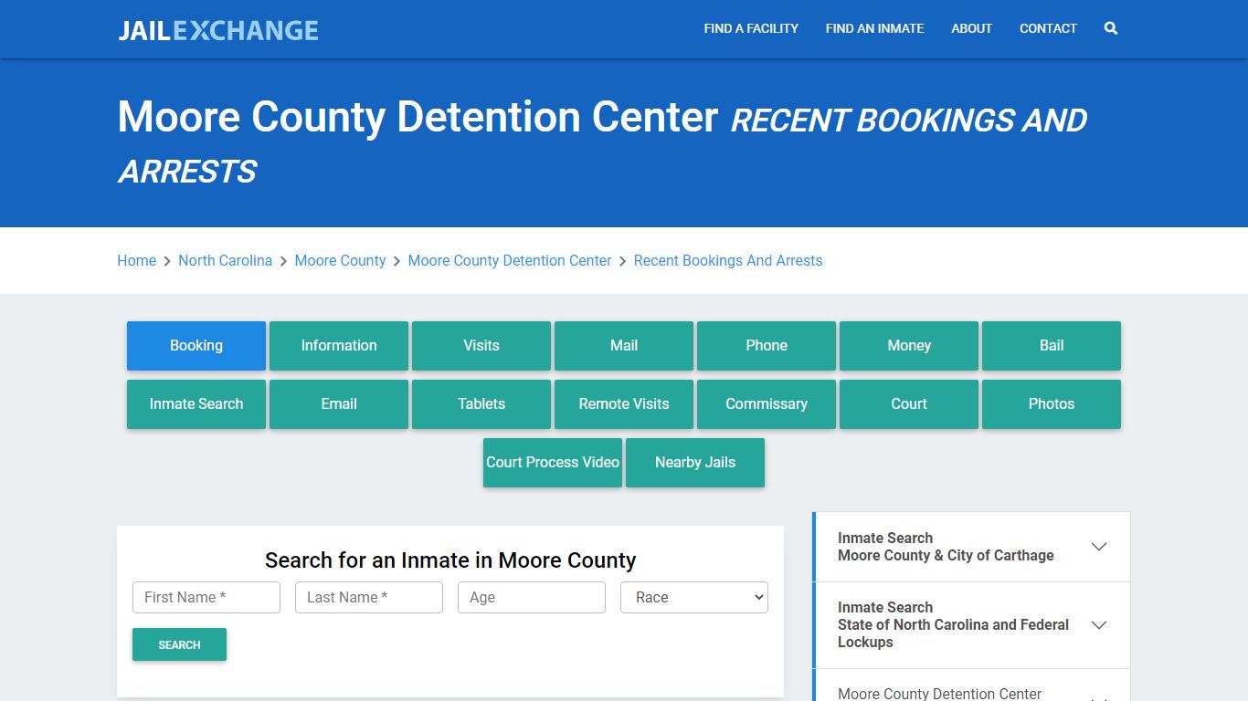 Moore County Detention Center Recent Bookings And Arrests - Jail Exchange